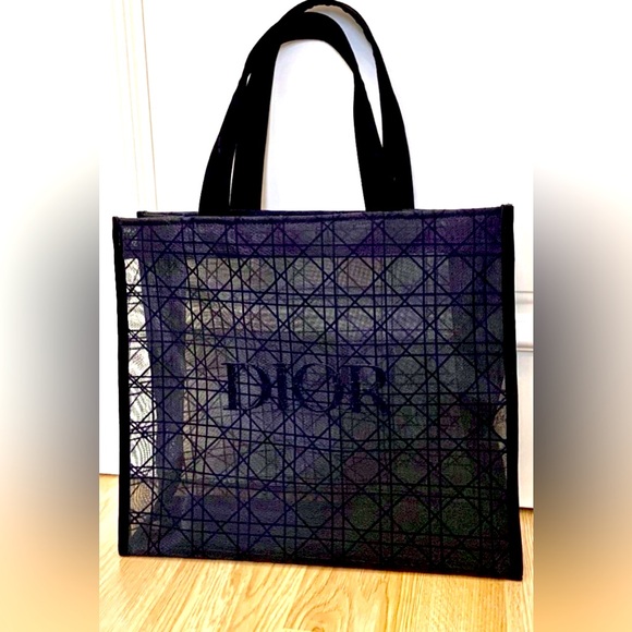 Christian Dior Vip Gift Black Velvet Mesh Large Tote Bag; NIP - Picture 1 of 7